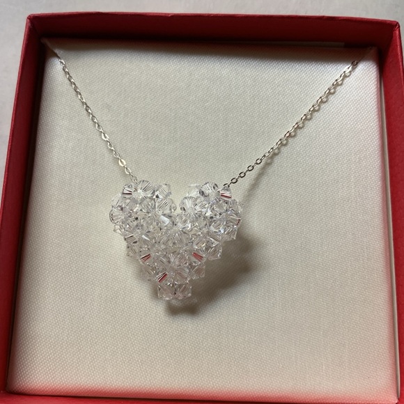 Crystallized Heart Necklace (Sterling Silver Swarovski Elements) - Picture 6 of 10